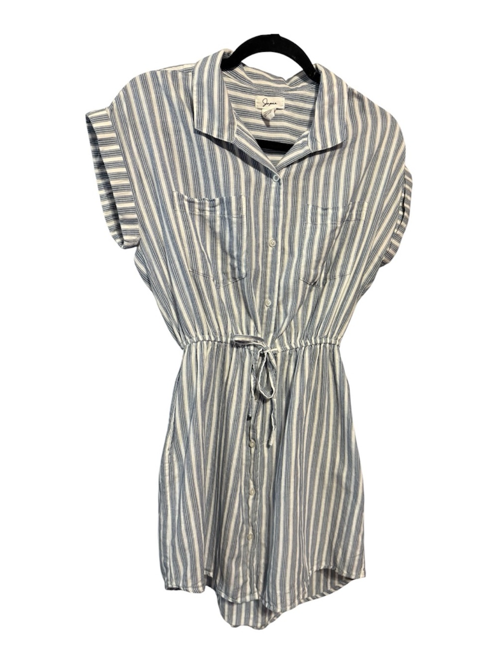 Japna  Blue & White Striped Button-Front Shirt Dress
